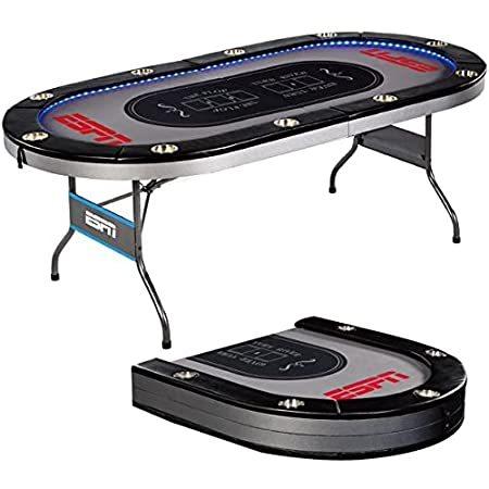 Table, Poker Foldable Premium Player 10 ESPN in-Laid Gray Lights, LED その他おもちゃ 好きに