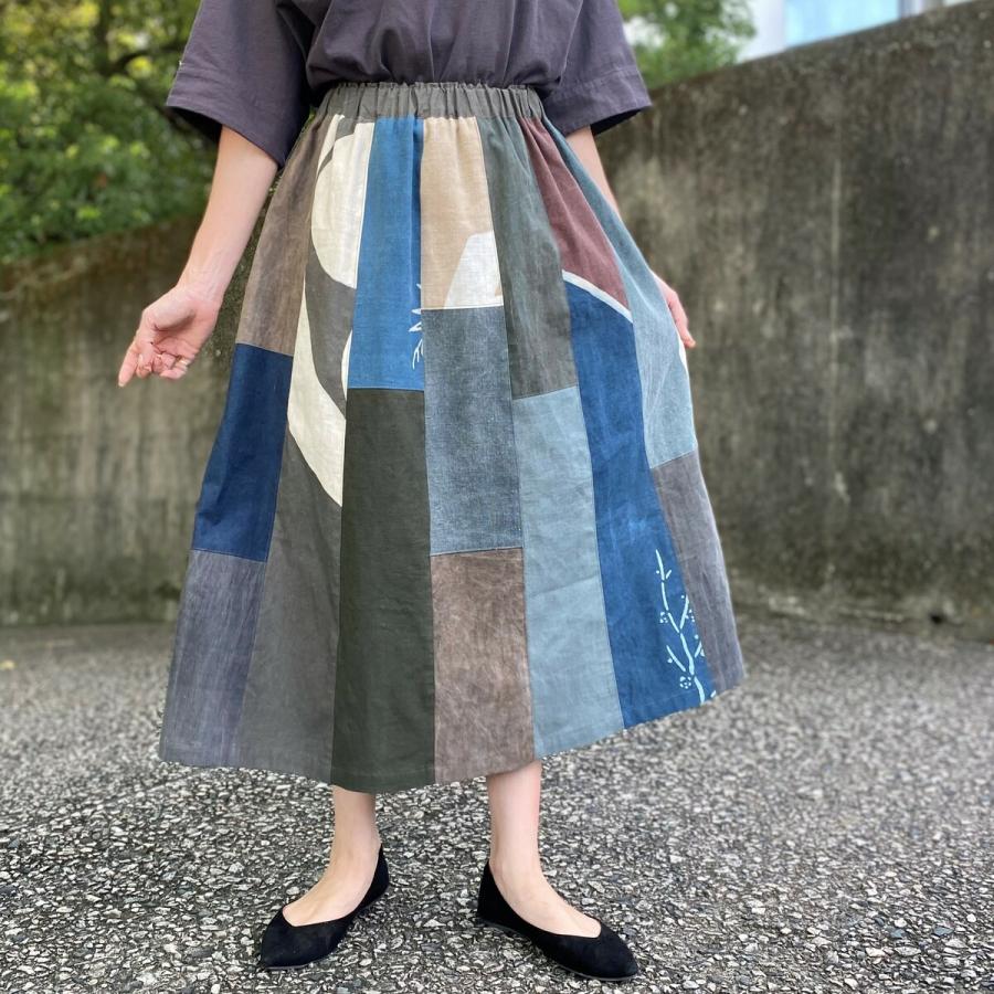 古布リメイクスカート】高木ふくえ作家一点物ミセス40代50代 古布リメイクスカート】高木ふくえ作家一点物ミセス40代50代