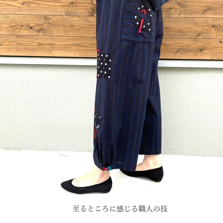久留米絣パンツ】ミセス40代50代60代70代レディース綿100