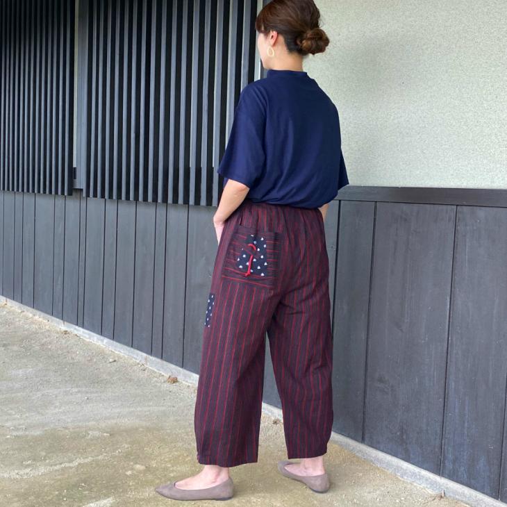 久留米絣パンツ】ミセス40代50代60代70代レディース綿100