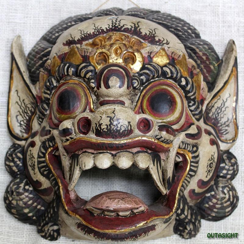 バリ島　木彫りマスク(お面）　バロン　インドネシア BB-01｜outasight
