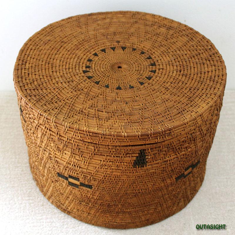 アタバスケット 円形蓋付き バリ島 INNB-19 : アウタサイト - 通販