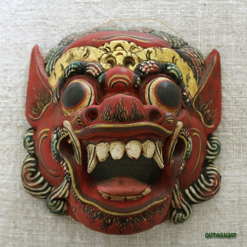 木彫りマスク(お面) バロン バリ島 インドネシア INNM-21 :INNM-21-MK0629:アウタサイト 通販 