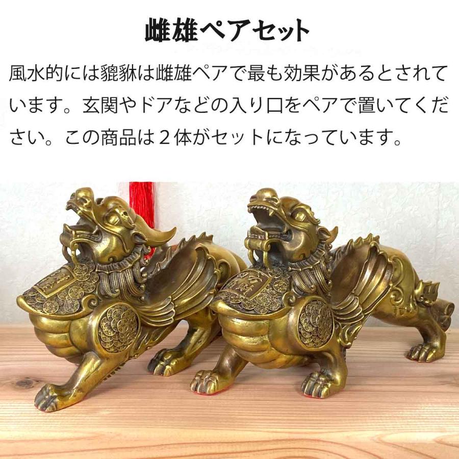 ヒキュウ 2体セット 翼 中サイズ 銅 貔貅 ひきゅう 雌雄 風水 ヒキュウ 2体セット 翼 中サイズ 銅 貔貅 ひきゅう 雌雄 風水