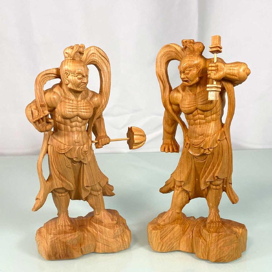 金剛力士像 仁王像 阿形 吽形 一対 仏像 20cm 天然木 手彫り 崖 金剛力士像 仁王像 阿形 吽形 一対 仏像 20cm 天然木 手彫り 崖