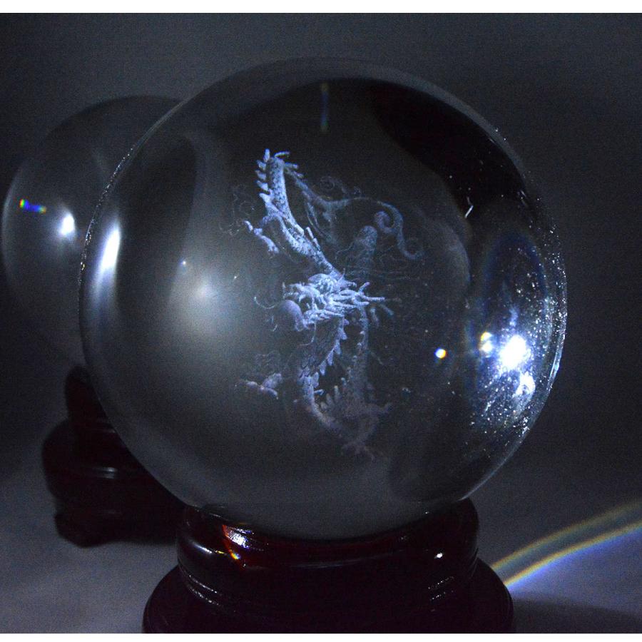 水晶 龍 龍神 120mm クリスタル ガラス 置物 開運 水晶玉 台座 風水 置物 玉 開運|outdoor-artlies|04
