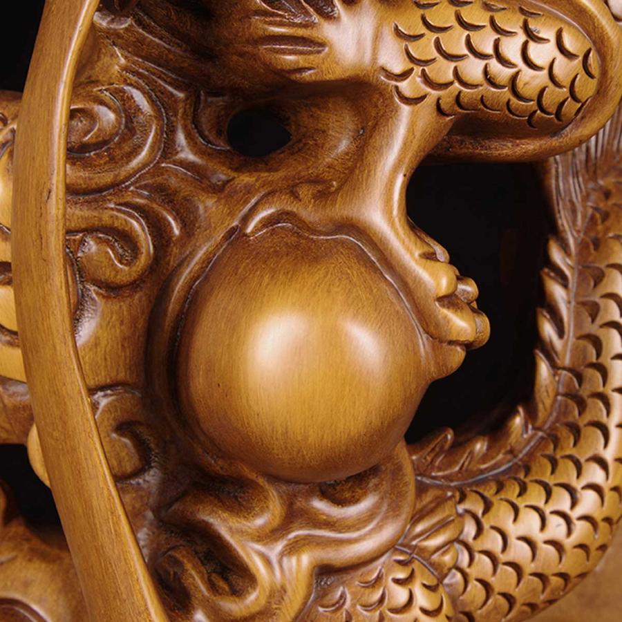 龍神 木 水龍 木製 黒壇 花梨 彫刻 50cm 風水 4本爪 置物 開運