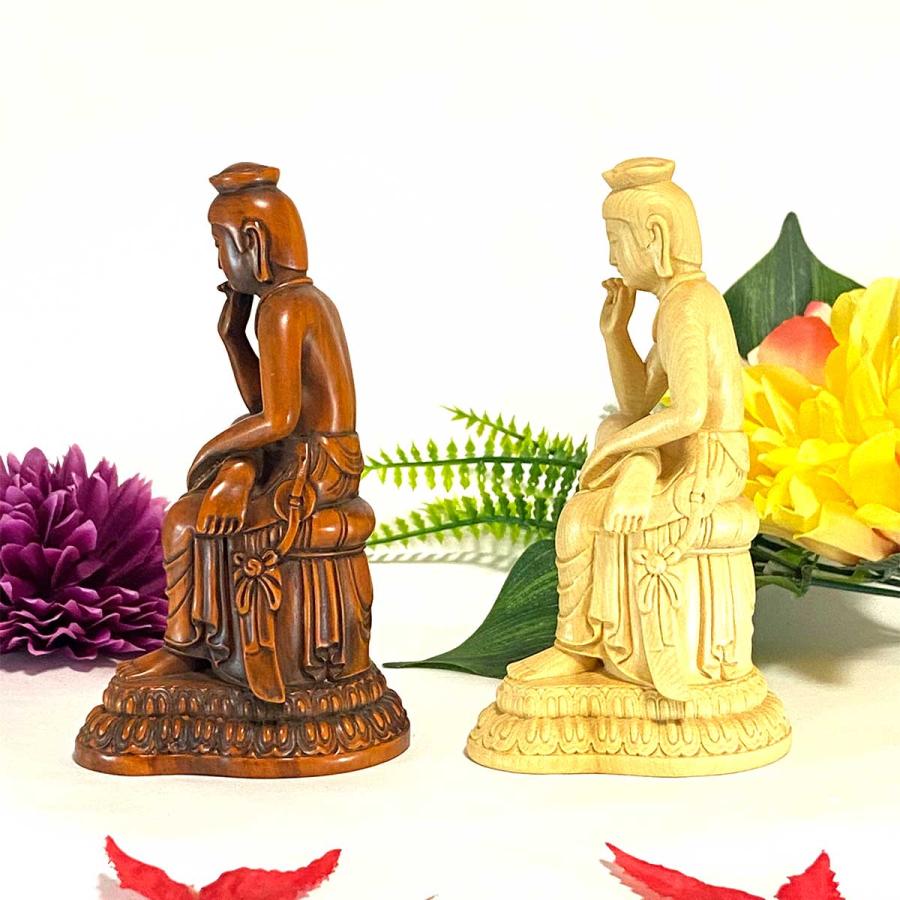 【2024正規激安】 ミニ 木彫り 菩薩 弥勒 仏像 12.5cm 仏壇 小さい 弥勒菩薩 仏箱 小物入れ