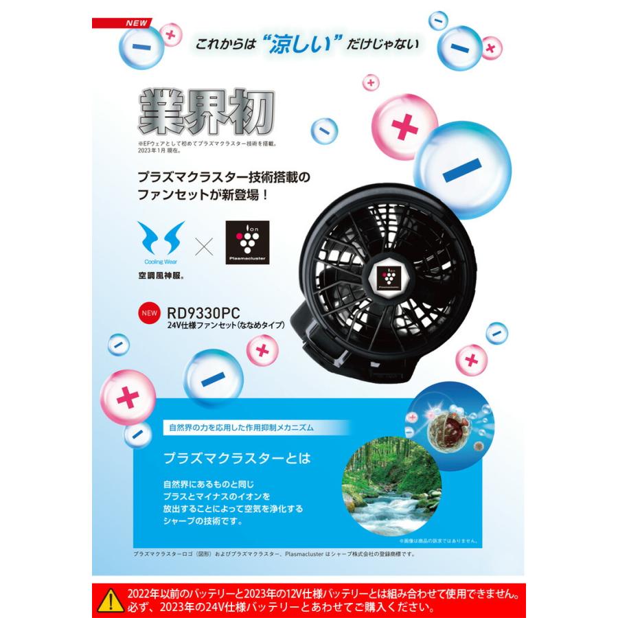 空調風神服 サンエス 24V仕様プラズマクラスター付きななめファン