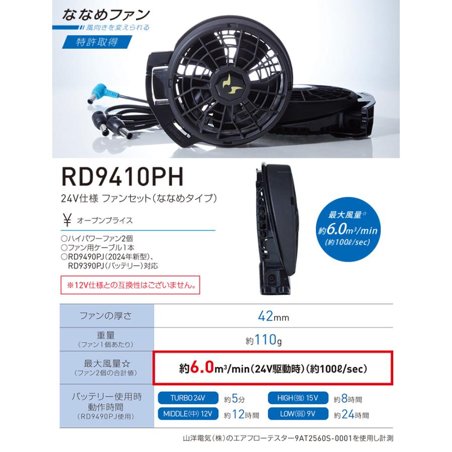 空調風神服 サンエス 24V仕様ファンセット RD9410PH/RD9420PH 選べる