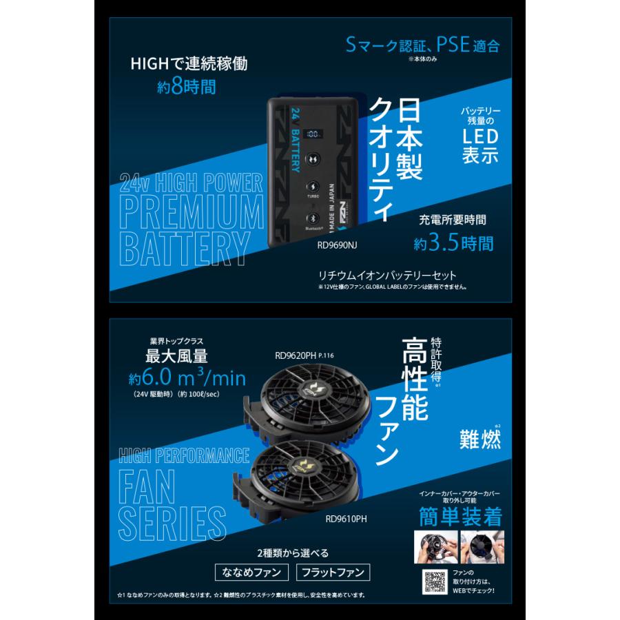 空調風神服 サンエス RD9691NJ 24V 日本製 Bluetooth無 リチウムイオン