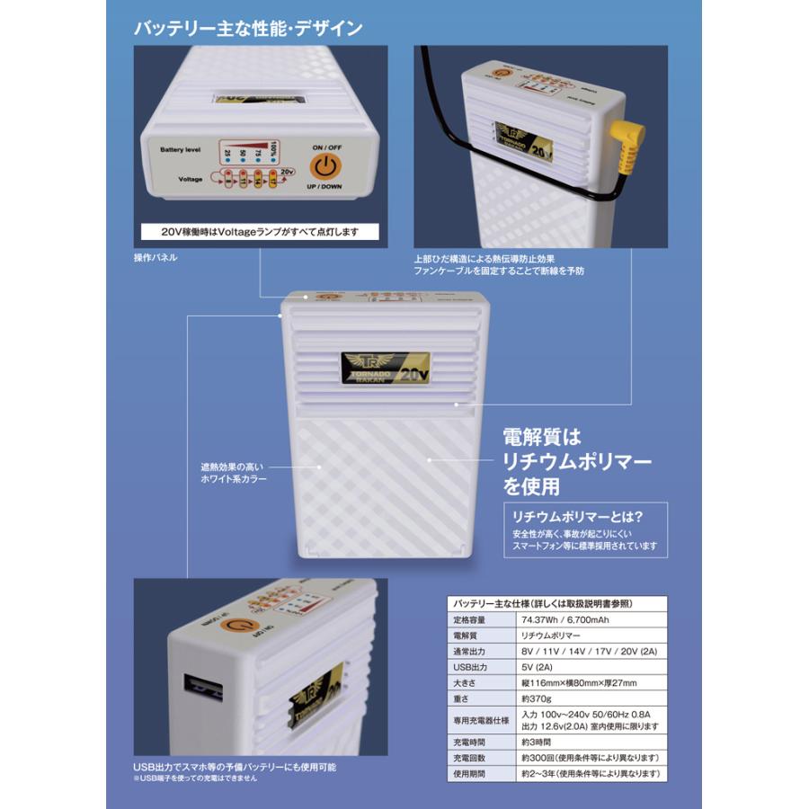 トルネードラカン 長袖ブルゾン 2023年版 ファン 20Vバッテリーセット TR5161 FS6 BS6 厚地 綿100% 空冷服 電動ファン用ウェア 作業服 作業着 日新被服 - 1