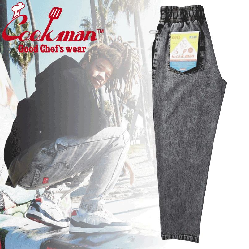 クックマン シェフパンツ Cookman Chef Pants Snow Washed Denim Black 