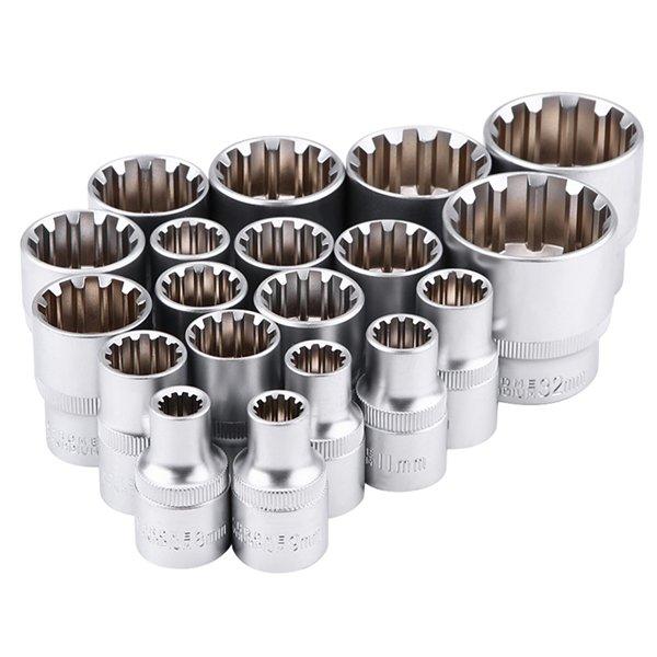 19pc スプラインソケット ソケットレンチ インチ、ミリ、ヘックス