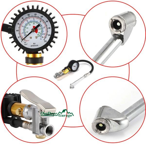 バイクの空気入れに便利なチャック式 タイヤゲージ ODGT1-B024