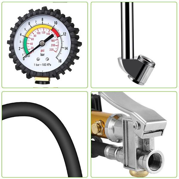 バイクの空気入れに便利なチャック式 タイヤゲージ ODGT1-B024