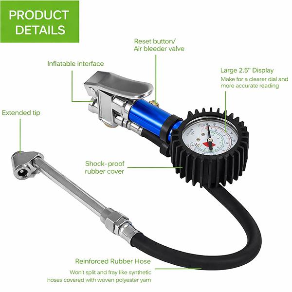 バイクの空気入れに便利なチャック式 タイヤゲージ ODGT1-B024