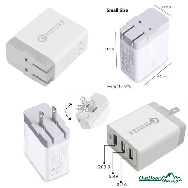 QC3.0 30W 急速充電器 2.4A-3A自動出力制御 3USB出力 コンパクト QC3.0 30W 急速充電器 2.4A-3A自動出力制御 3USB出力 コンパクト