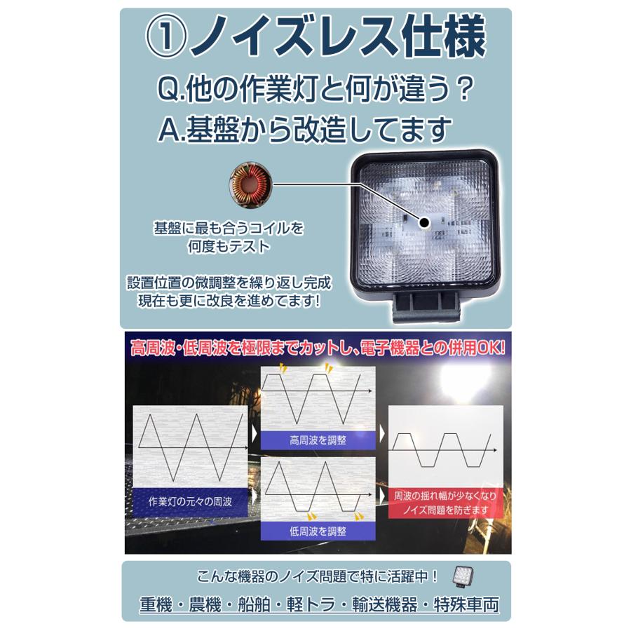 24ボルト LED作業灯 ノイズレス ワークライト5個 投光器 屋外用 24ボルト LED作業灯 ノイズレス ワークライト5個 投光器 屋外用