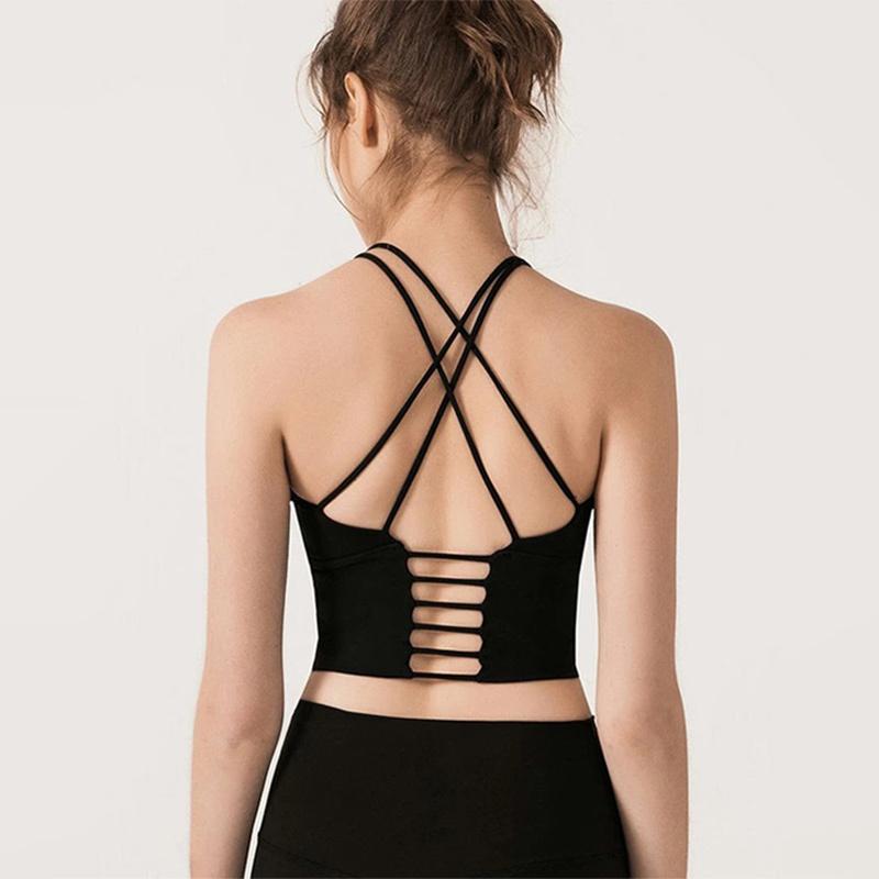 ホワイト クロスストラップ ヨガタンクトップ M ルエラ シームレス ヨガ ブラトップ ホワイト｜ クロス ストラップ