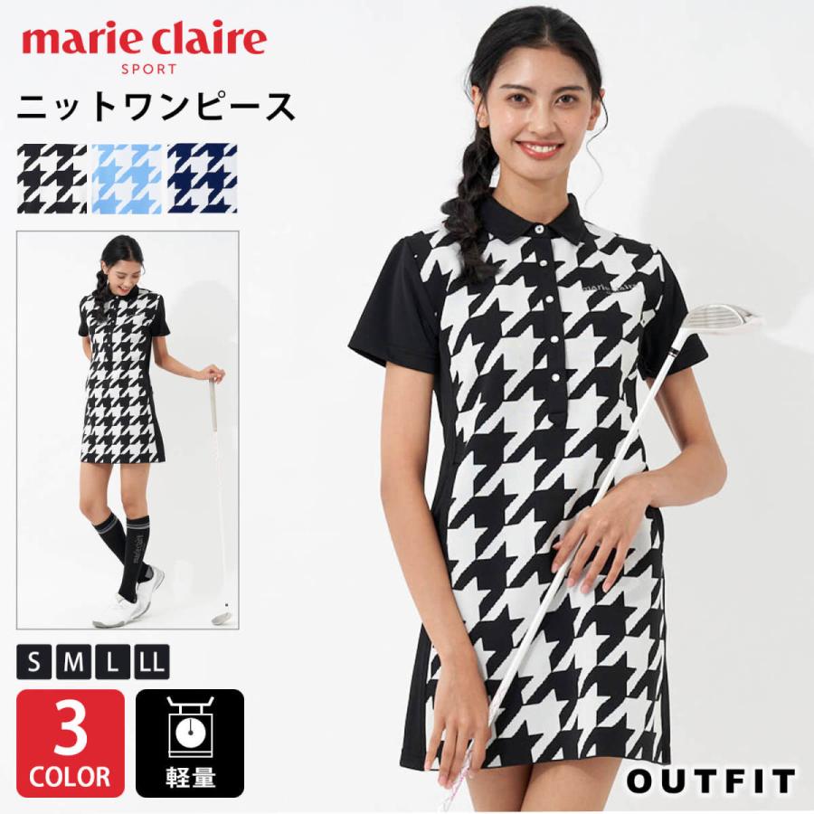 Marieclaire Golf マリクレール ゴルフウェア ワンピース ニット チュニック レディース 半袖 軽量 千鳥柄 ブランド Outfit スポーツブランド ウェア バッグ Outfit 通販 Yahoo ショッピング