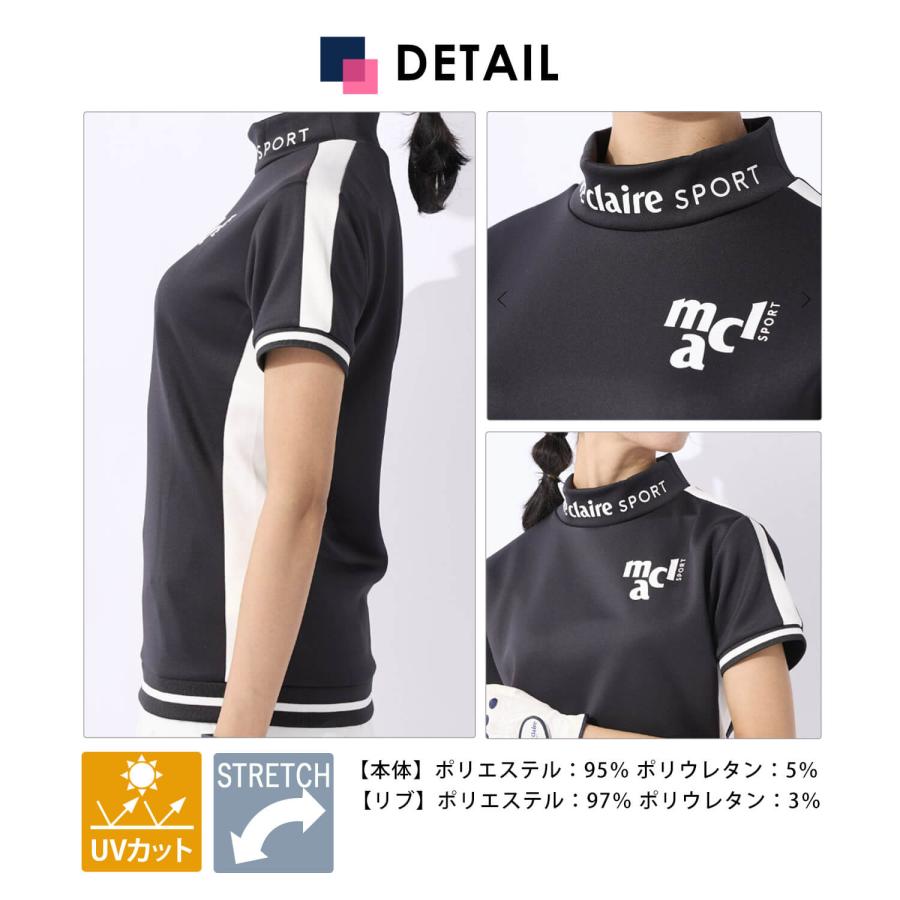 marie claire GOLF マリクレール Tシャツ レディース 半袖 ゴルフウェア モックネック ストレッチ 動きやすい 伸縮 UVカット 紫外線カット｜outfit-style｜12