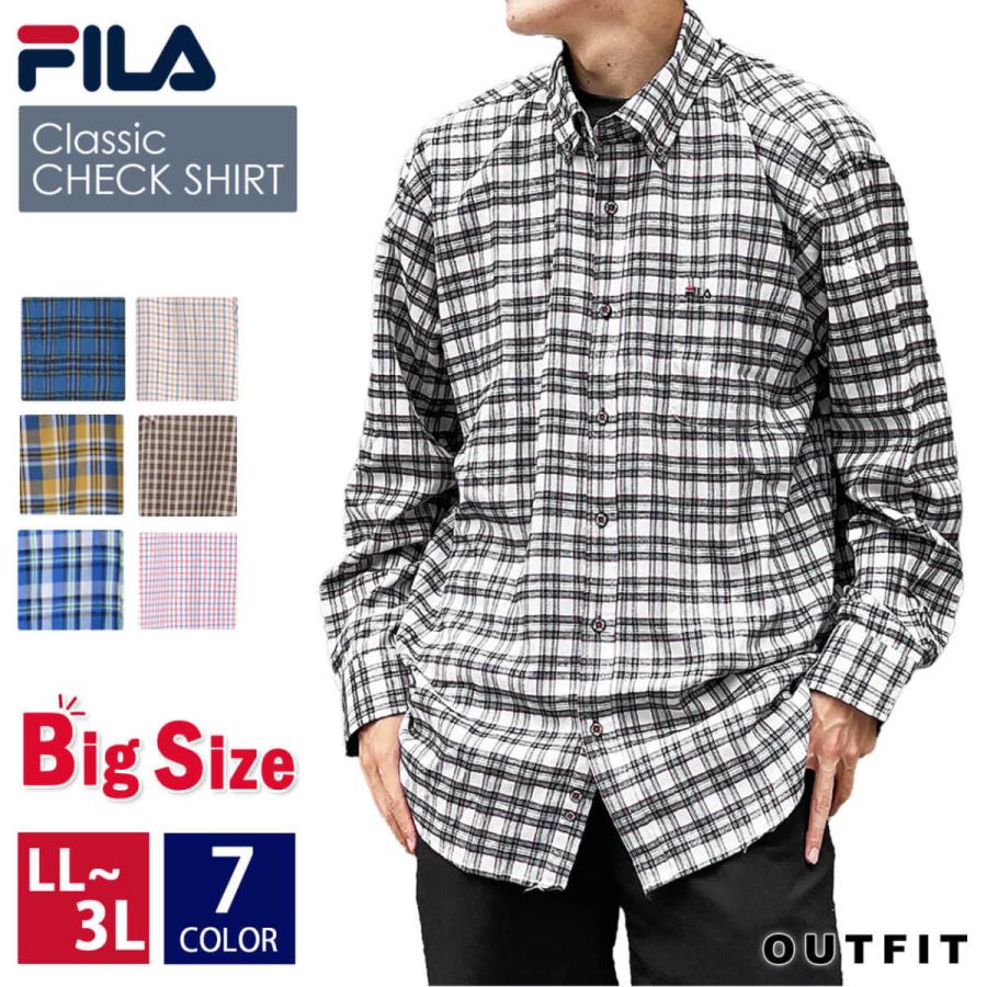 FILA フィラ シャツ メンズ チェックシャツ 長袖 ネルシャツ FILA フィラ シャツ メンズ チェックシャツ 長袖 ネルシャツ