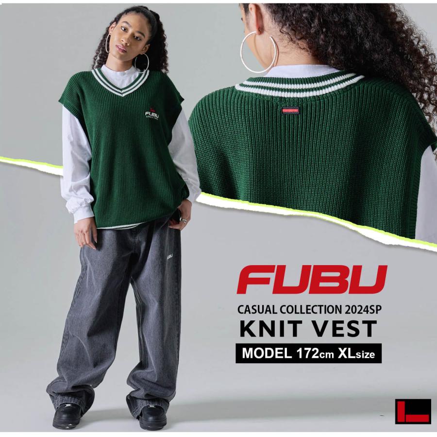 FUBU フブ ベスト メンズ レディース ニットベスト トップス ブランド Vネック ライン 秋 冬 ワッペン ロゴ 刺繍　2024春｜outfit-style｜13