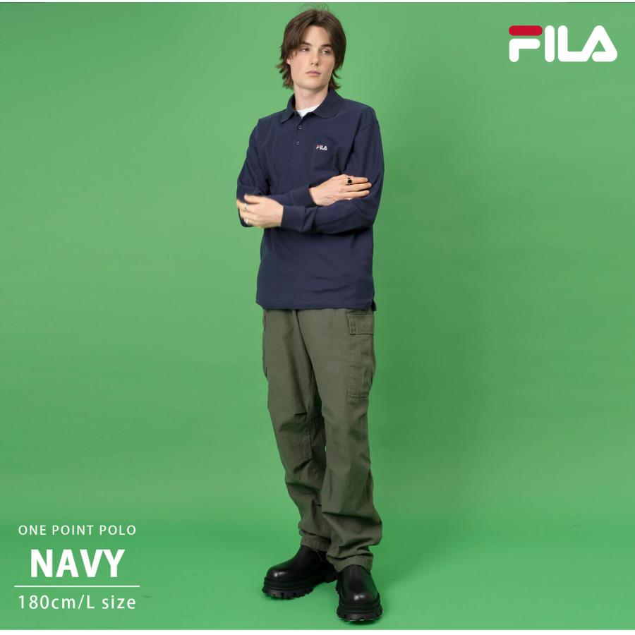 FILA（フィラ） ポロシャツ メンズ 長袖 鹿の子 無地 綿 ビジネス