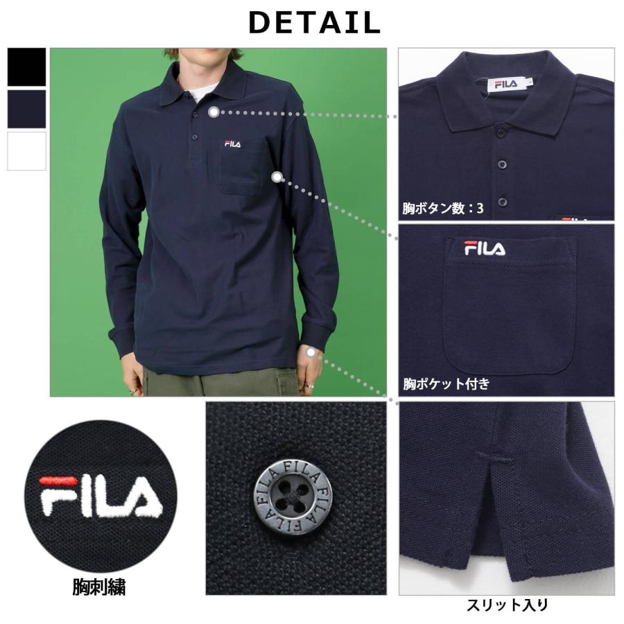 FILA（フィラ） ポロシャツ メンズ 長袖 鹿の子 無地 綿 ビジネス