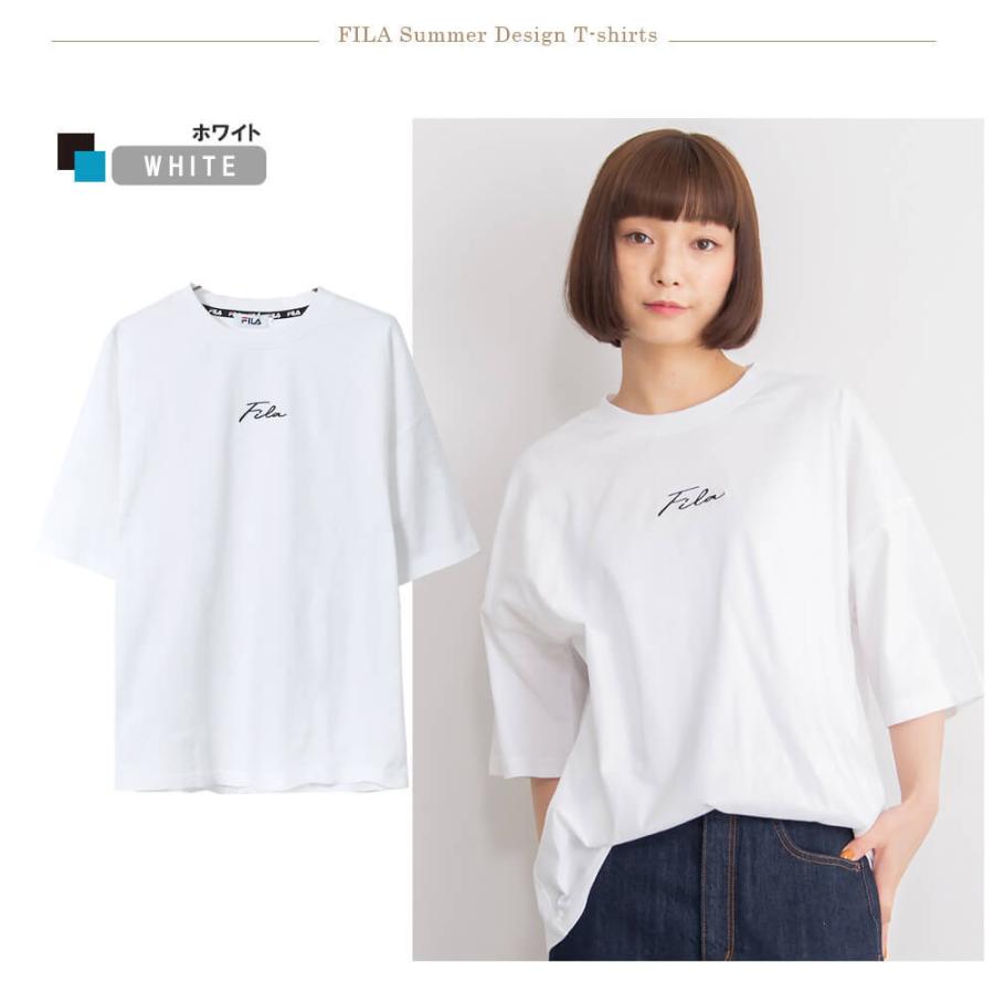 FILA（フィラ） tシャツ レディース 半袖 無地 白 綿100% デザインロゴ