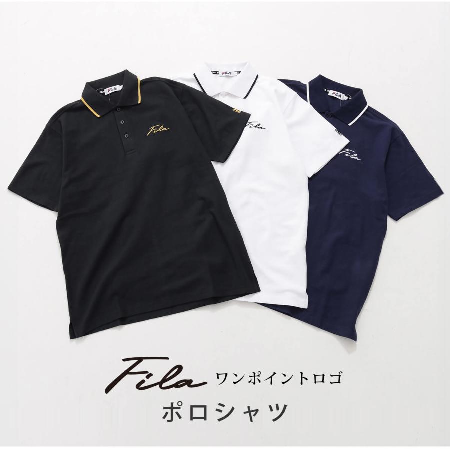FILA フィラ ポロシャツ メンズ 半袖 無地 白 黒 ネイビー 綿100 FILA フィラ ポロシャツ メンズ 半袖 無地 白 黒 ネイビー 綿100