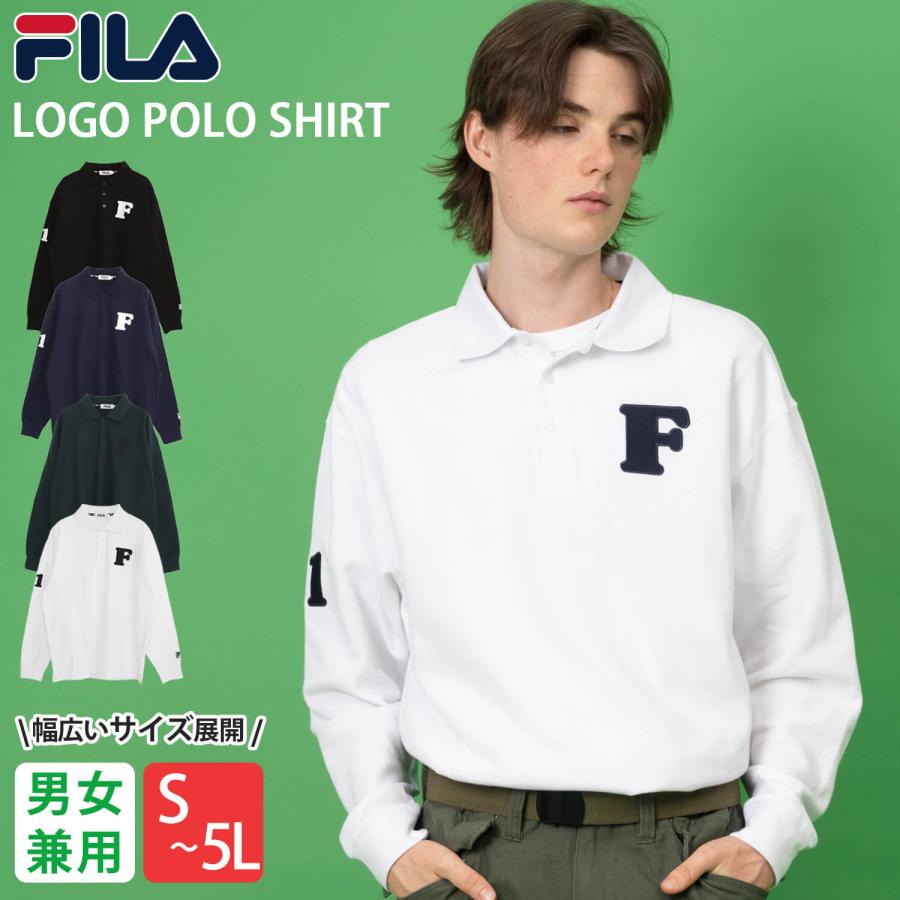 FILA フィラ ポロシャツ メンズ レディース 長袖 鹿の子 綿100 FILA フィラ ポロシャツ メンズ レディース 長袖 鹿の子 綿100