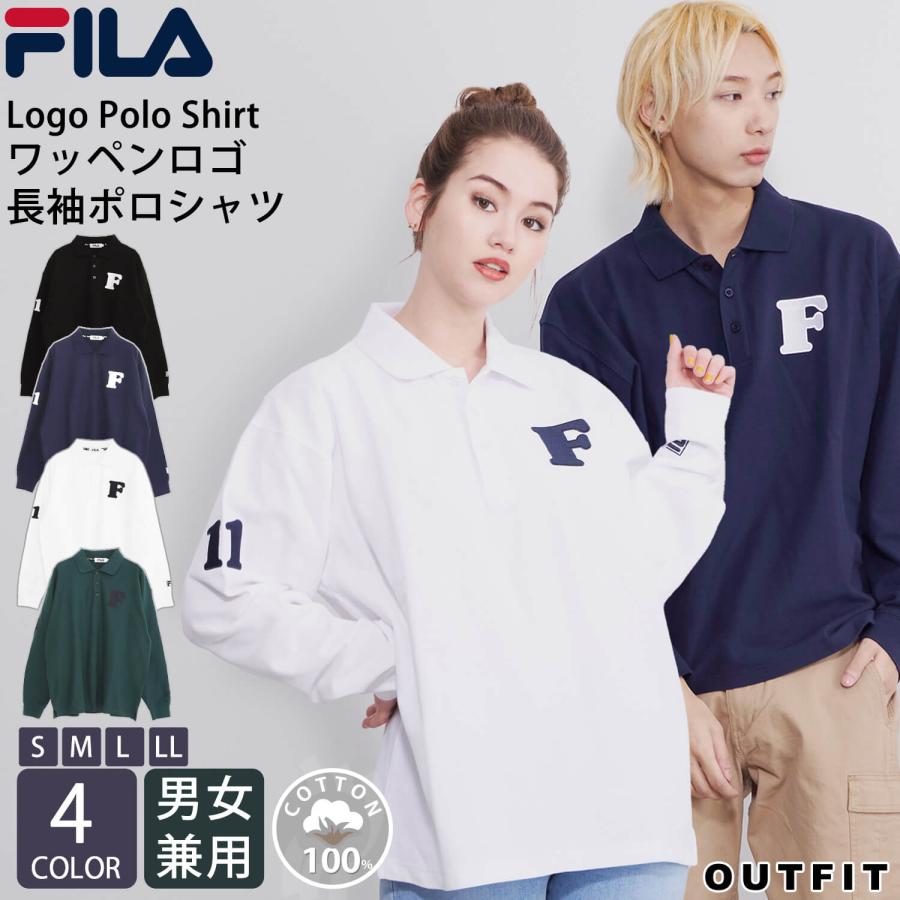 FILA フィラ ポロシャツ レディース メンズ 長袖 鹿の子 無地 綿 FILA フィラ ポロシャツ レディース メンズ 長袖 鹿の子 無地 綿