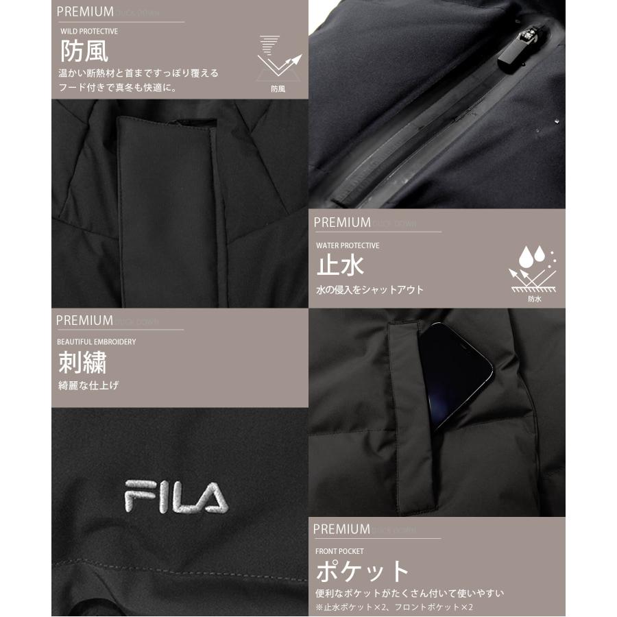 FILA フィラ ダウンジャケット アウター メンズ 冬 刺繍 超撥水加工 3M加工 テフロン加工 防水 撥油 保温 防寒 止水ジップ フード付き karlas｜outfit-style｜13