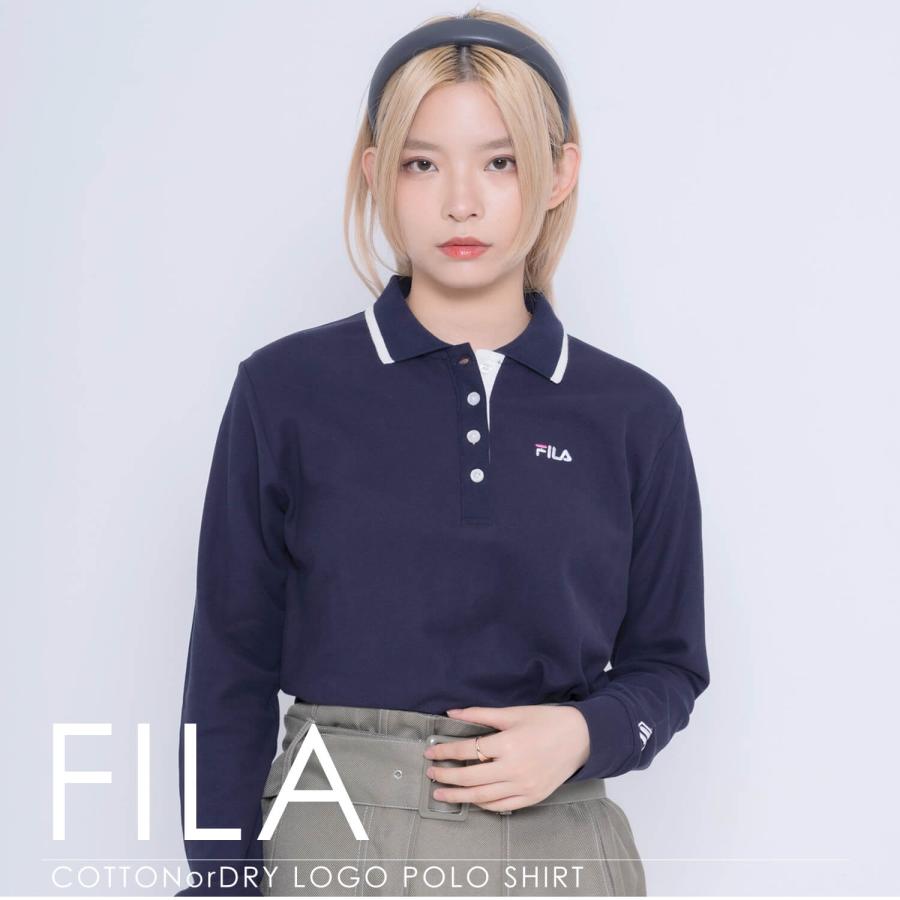 FILA（フィラ） ポロシャツ レディース 長袖 鹿の子 無地 綿 ドライ