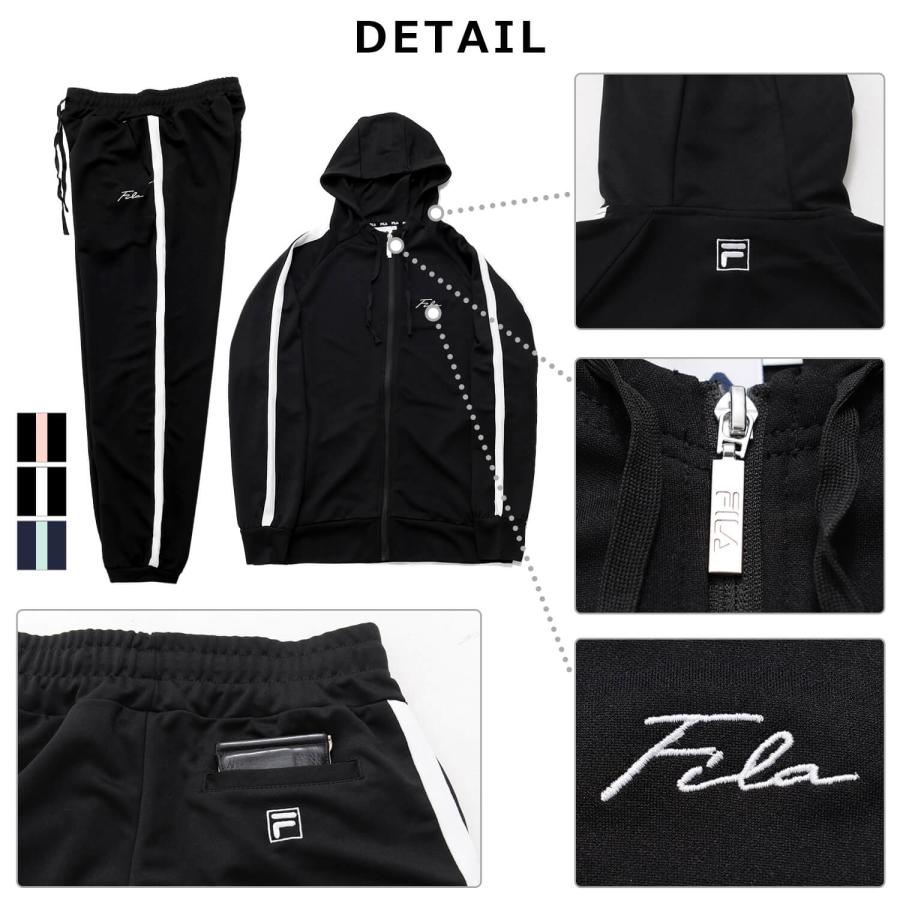 フィラ レディースウェア　 セットアップ　上下セットEL0066 67 M 黒 FILA（フィラ） 特価/フィラ ジャージ レディース 上下 セットアップ