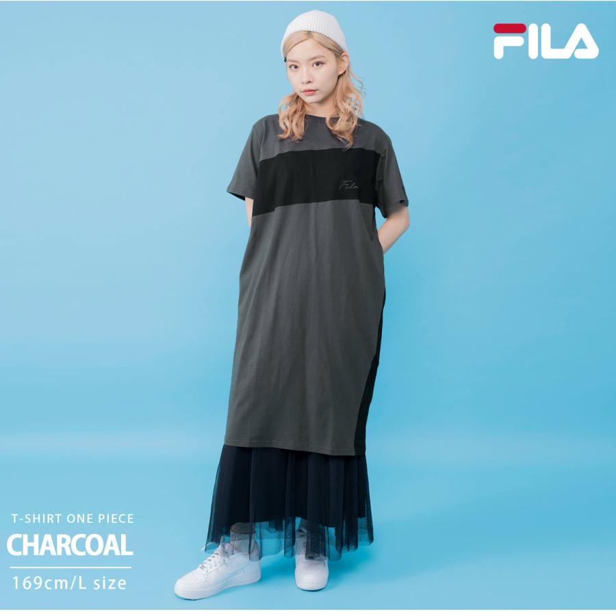 FILA フィラ ワンピース レディース 半袖 五分袖 コットン FILA フィラ ワンピース レディース 半袖 五分袖 コットン