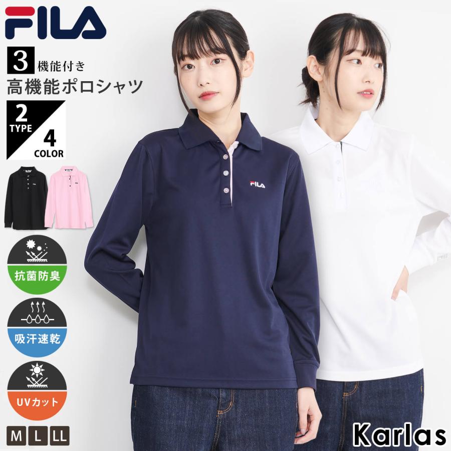 FILA フィラ ポロシャツ レディース 長袖 ドライ 吸汗速乾 UV FILA フィラ ポロシャツ レディース 長袖 ドライ 吸汗速乾 UV