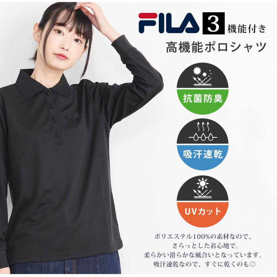 FILA フィラ ポロシャツ レディース 長袖 ドライ 吸汗速乾 UV FILA フィラ ポロシャツ レディース 長袖 ドライ 吸汗速乾 UV