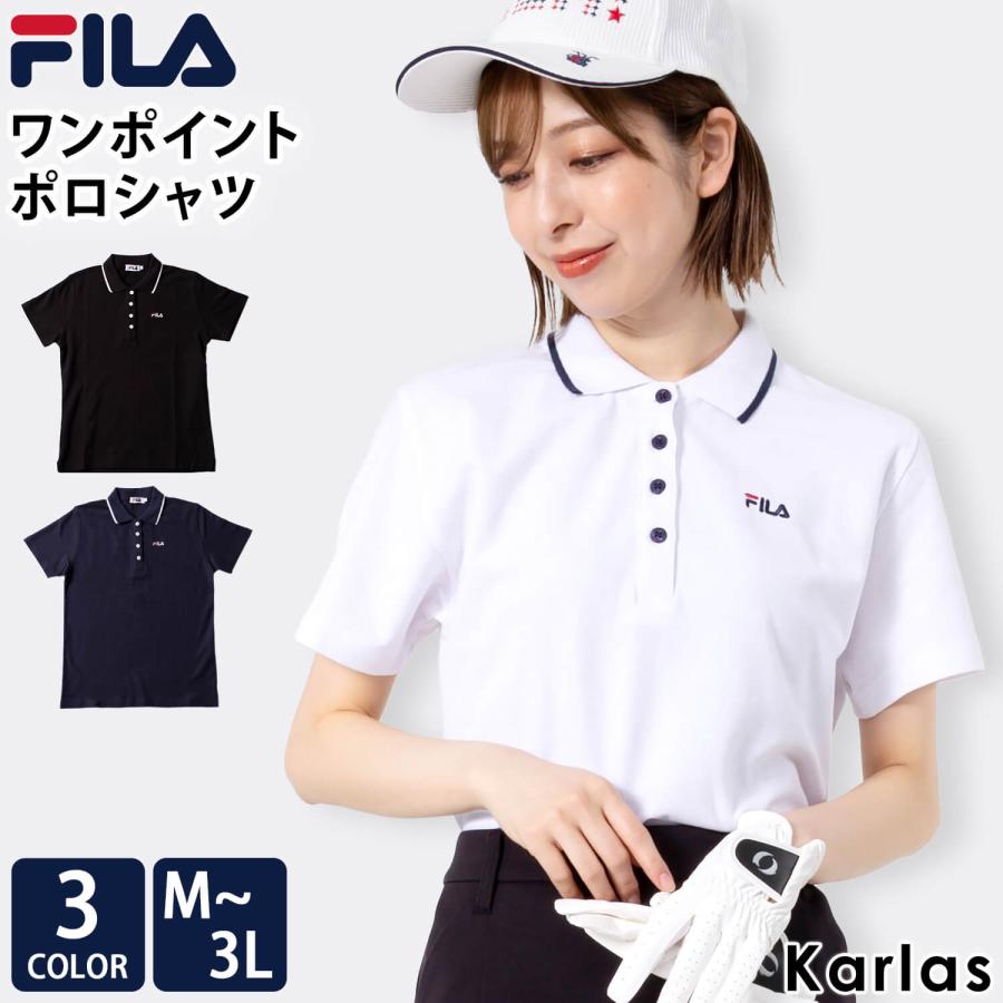 FILA フィラ ポロシャツ レディース 半袖 夏用 綿 無地 ゴルフ FILA フィラ ポロシャツ レディース 半袖 夏用 綿 無地 ゴルフ