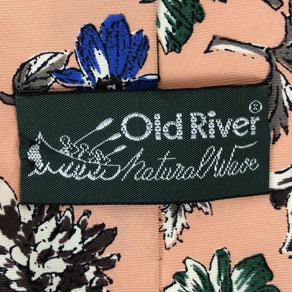 古着 OLD RIVER ヴィンテージネクタイ 手書き風 made in ITALY 花柄 ピンク系 中古 n010090｜outfit-vintage｜03