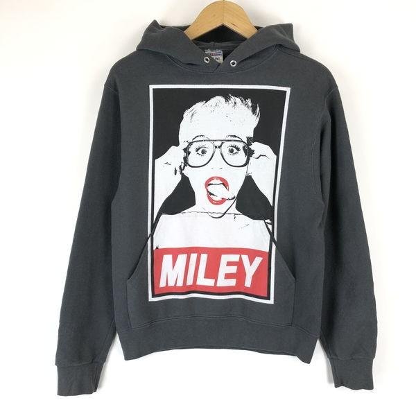 古着 キャラクタープリントパーカー MILEY CYRUS マイリー・サイラス グレー系 レディースS 中古 n016375｜outfit-vintage