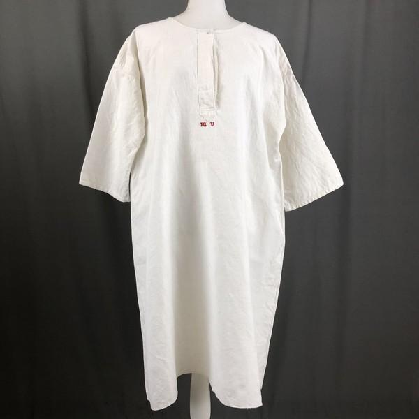 人気デザイナー D アンティークリネンワンピース ホームスパンリネン ガラスボタン 1900 1940年代頃 半端袖 ホワイト系 サイズ表記無し ワンピース チュニック Thunda2 Com Au