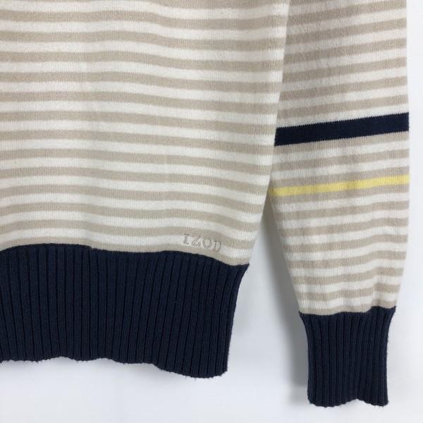 古着 IZOD コットンセーター ストレッチ ボーダー柄 ベージュ系 レディースS 中古 n021540｜outfit-vintage｜04