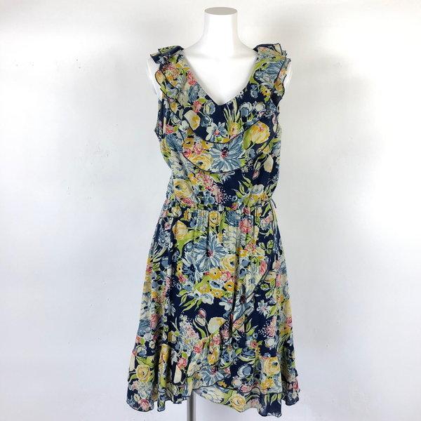 古着 Old Navy オールドネイビー 花柄ワンピース フリル襟 ネイビー系 レディースm 中古 N N 古着lab2号店 通販 Yahoo ショッピング