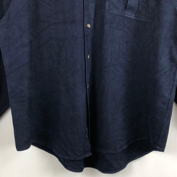 【古着】 JOSEPH ABBOUD シャツ 無地 ヘリンボーン 長袖 ネイビー系 メンズXL以上 【中古】 n042853｜outfit-vintage｜03