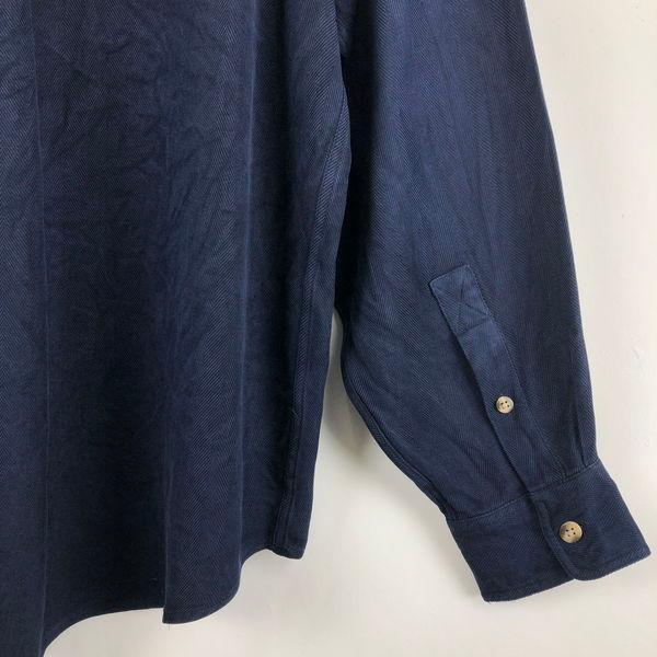 【古着】 JOSEPH ABBOUD シャツ 無地 ヘリンボーン 長袖 ネイビー系 メンズXL以上 【中古】 n042853｜outfit-vintage｜07