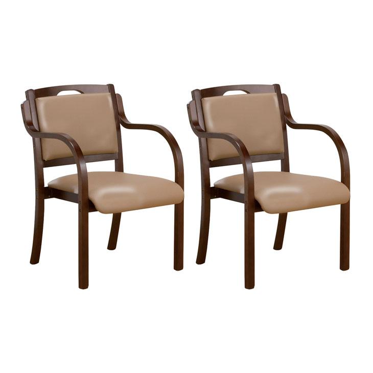 ダイニングチェア 2脚セット 介護椅子 天然木 立ち座りサポートチェア スタッキングチェア リビング チェア 椅子 肘付き 介護 リハビリ