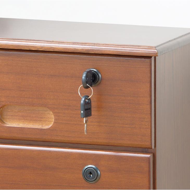 天然木 チェスト 4段 引き出し 収納 全段 鍵付き シークレットチェスト